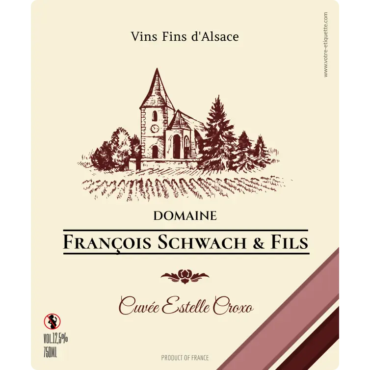Étiquette de vin personnalisée Alsace – Domaine François Schwach & Fils, design traditionnel