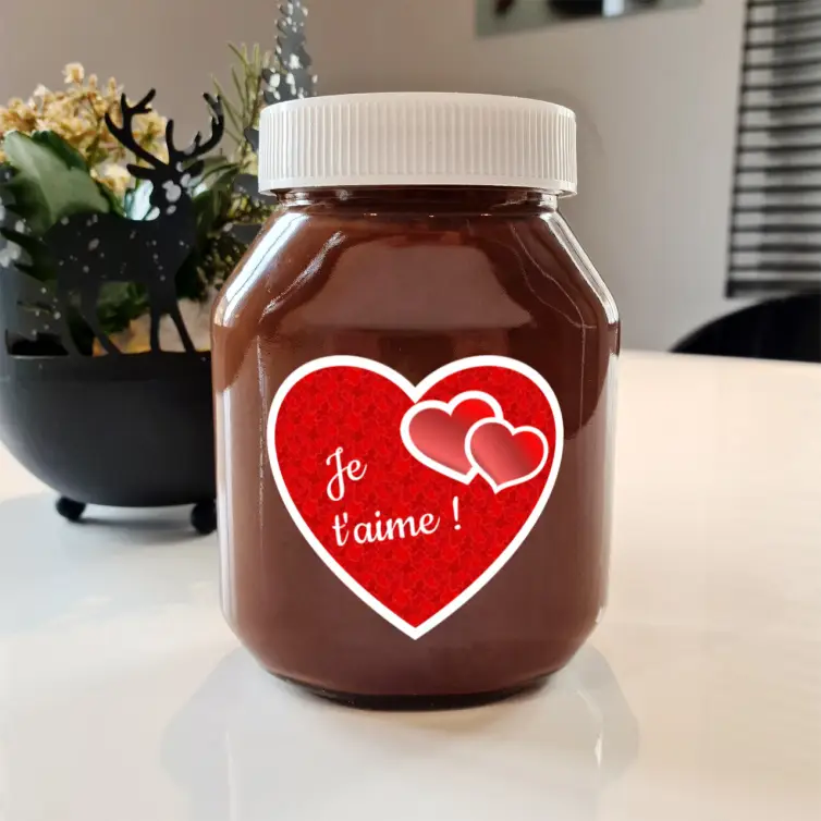 Étiquette personnalisée cœur Je t’aime en papier premium