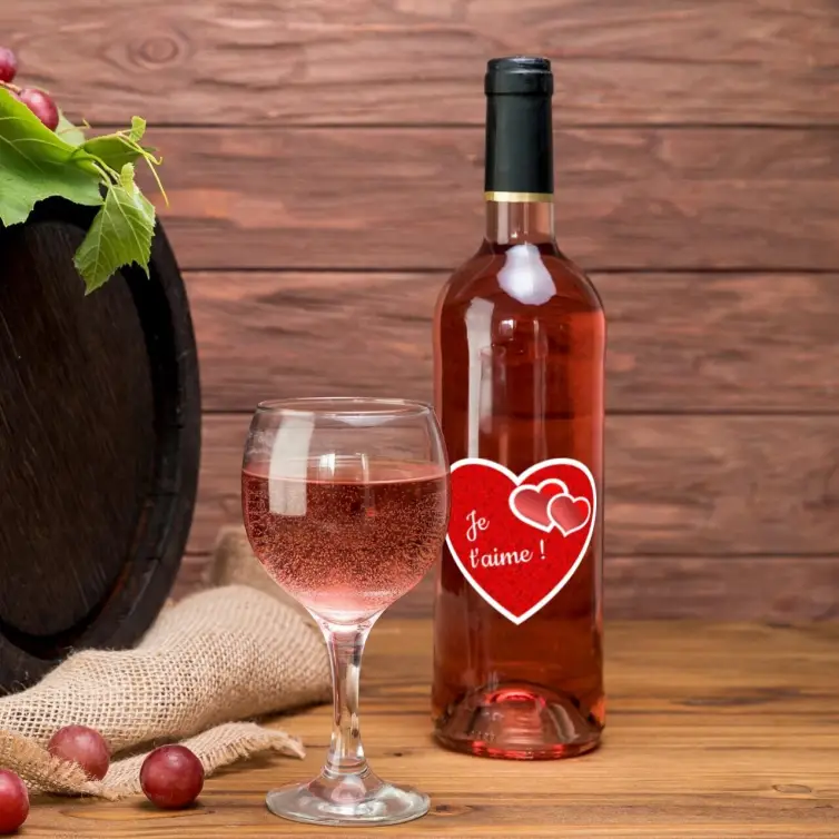 Étiquette personnalisée cœur Je t’aime en papier premium