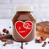 Étiquette personnalisée cœur Je t’aime en papier premium