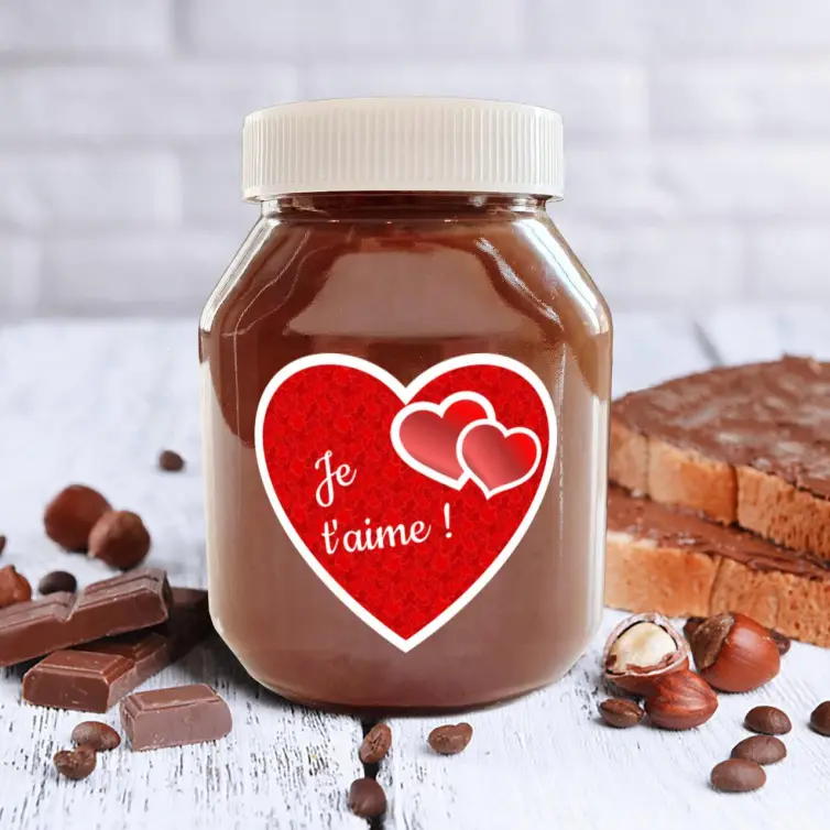 Étiquette personnalisée cœur Je t’aime en papier premium