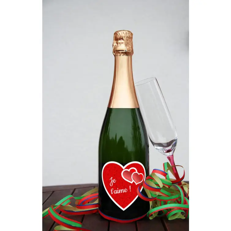 Étiquette personnalisée cœur Je t’aime en papier premium