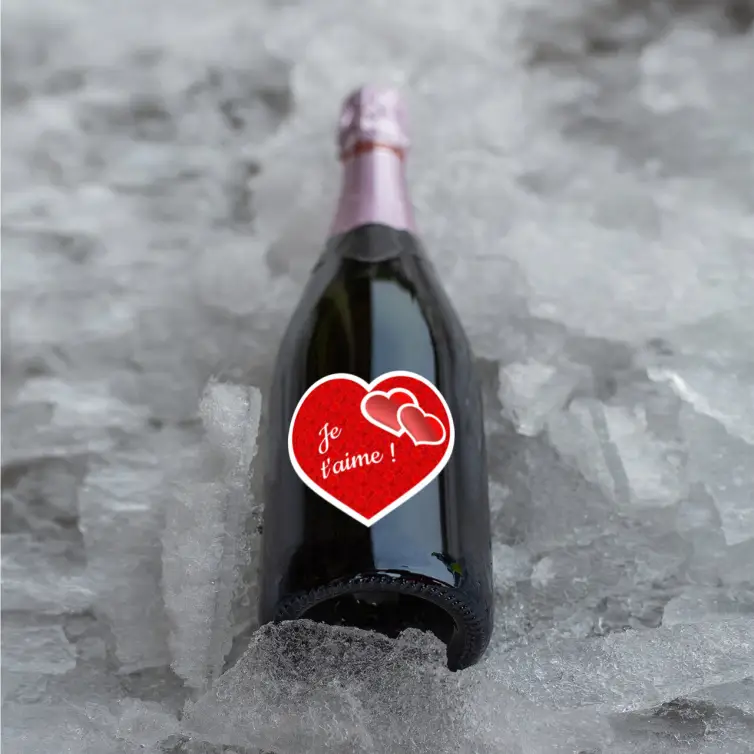 Étiquette personnalisée cœur Je t’aime en papier premium