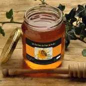 Étiquette personnalisée miel toutes fleurs en papier premium noir mat