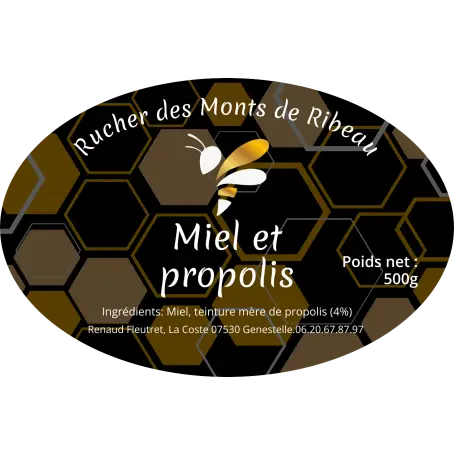 Étiquette personnalisée pour miel et propolis de qualité artisanale