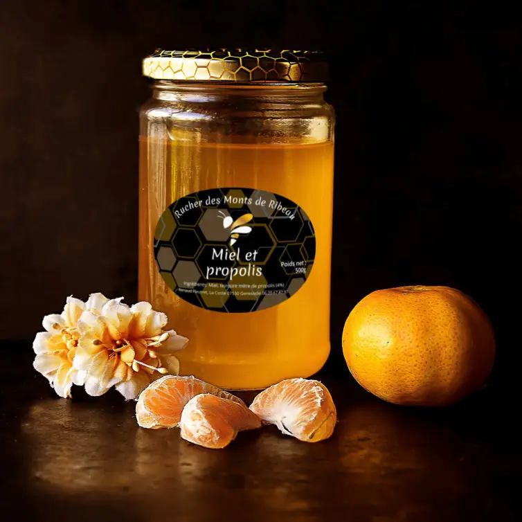 Étiquette personnalisée pour miel et propolis de qualité artisanale
