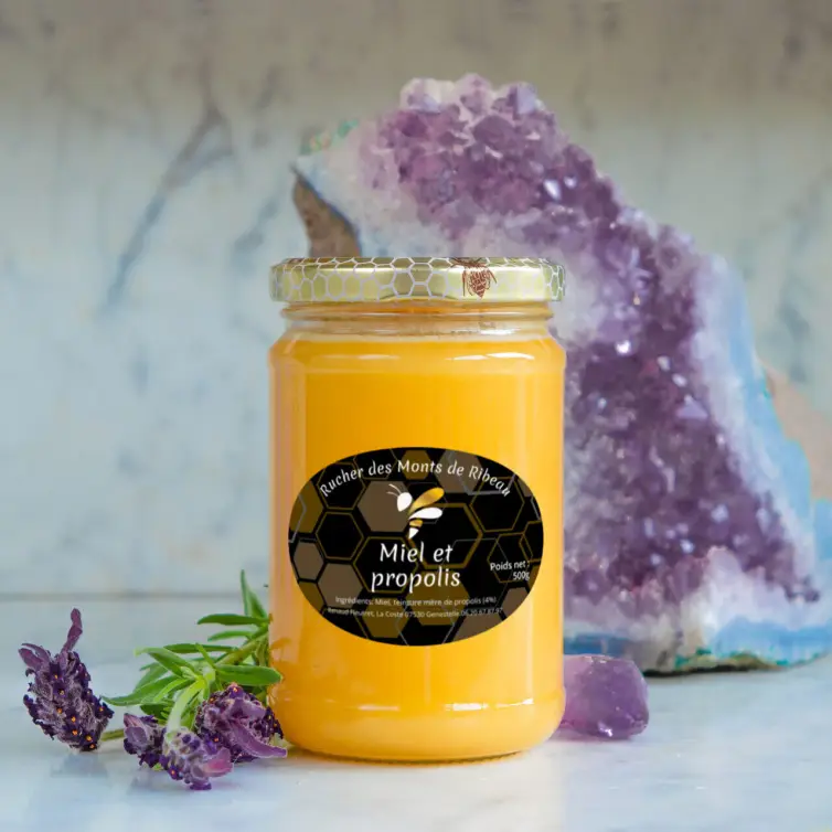 Étiquette personnalisée pour miel et propolis de qualité artisanale