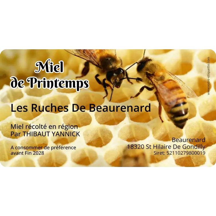 Étiquette personnalisée pour miel de printemps, artisanale et professionnelle