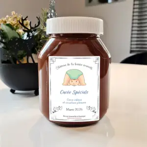 étiquette personnalisée naissance ou baptême, tendre design pour cuvée spéciale