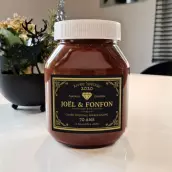 Custom anniversary champagne label, gold elegance on premium black matte paper