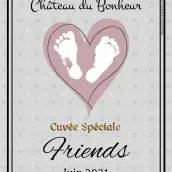 Custom label for special birth cuvée, soft and refined design