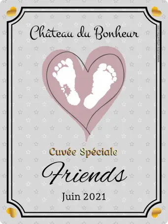 Étiquette personnalisée cuvée spéciale naissance, design doux et raffiné