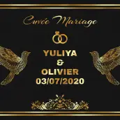 Étiquette personnalisée mariage élégante, noir mat et doré, pour cuvée unique