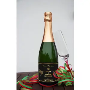 custom wedding label, elegant matte black and gold, for unique cuvée