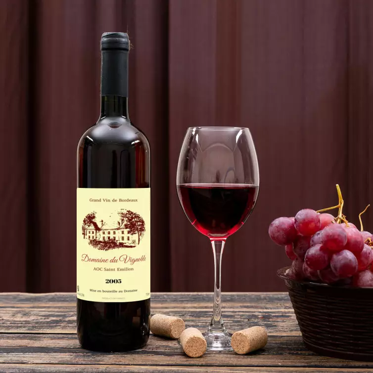 Étiquette de vin personnalisée Bordeaux – Domaine du Vignoble, modèle Saint-Émilion classique
