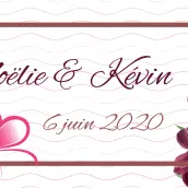 Étiquette personnalisée mariage fleurs et cœurs, élégance florale sur format compact