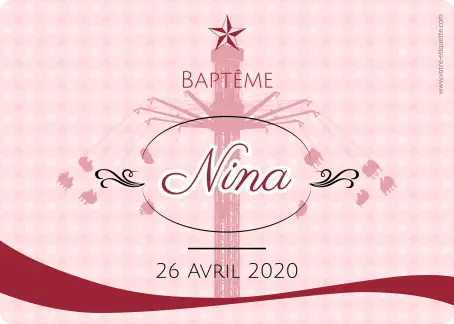 Étiquette personnalisée baptême rose, élégance douce pour souvenir unique