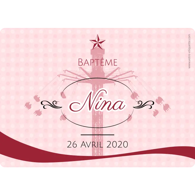 Étiquette personnalisée baptême rose, élégance douce pour souvenir unique