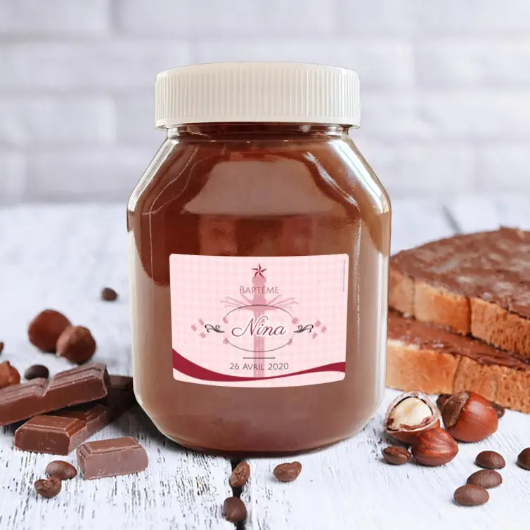 Étiquette personnalisée baptême rose, élégance douce pour souvenir unique