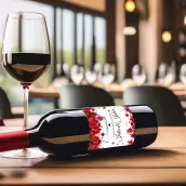 Custom wedding label with red roses, square elegance for special cuvée