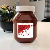 Étiquette personnalisée anniversaire pétales de rose, élégance rouge et blanche