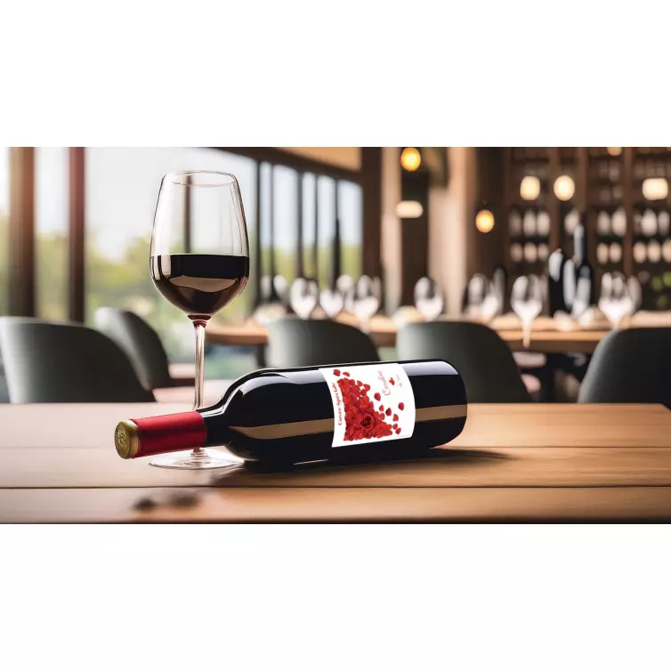 Étiquette personnalisée anniversaire pétales de rose, élégance rouge et blanche