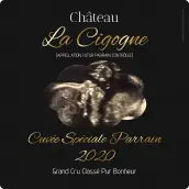 Custom godparent label, elegant matte black and gold, for special cuvée