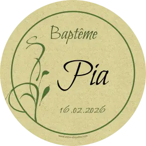 étiquette personnalisée baptême ronde, design naturel et élégant
