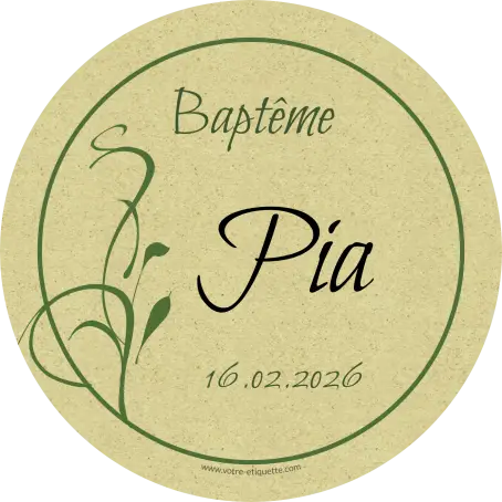 Étiquette personnalisée baptême ronde, design naturel et élégant