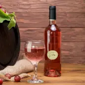 Custom round baptism label, natural and elegant design