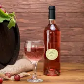 Étiquette personnalisée mariage ronde, fleurs dorées et papier bagasse