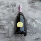 Étiquette personnalisée mariage ronde, fleurs dorées et papier bagasse