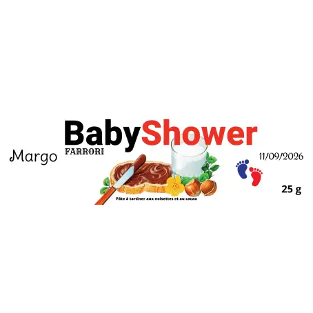 Étiquette personnalisée baby shower, format mini pour pot nutella 25g