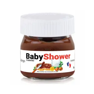 custom baby shower label, mini format for 25g nutella jar