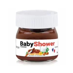 custom baby shower label, mini format for 25g nutella jar