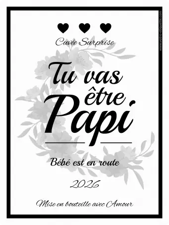 Étiquette personnalisée annonce future naissance, message tendre pour papi