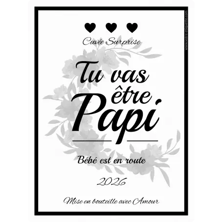 Étiquette personnalisée annonce future naissance, message tendre pour papi