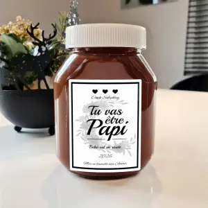 étiquette personnalisée annonçant une future naissance, message tendre pour papi