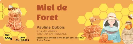 Étiquette personnalisée pour pots de miel de forêt étiquette premium