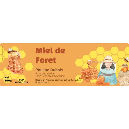 Étiquette personnalisée pour pots de miel de forêt étiquette premium