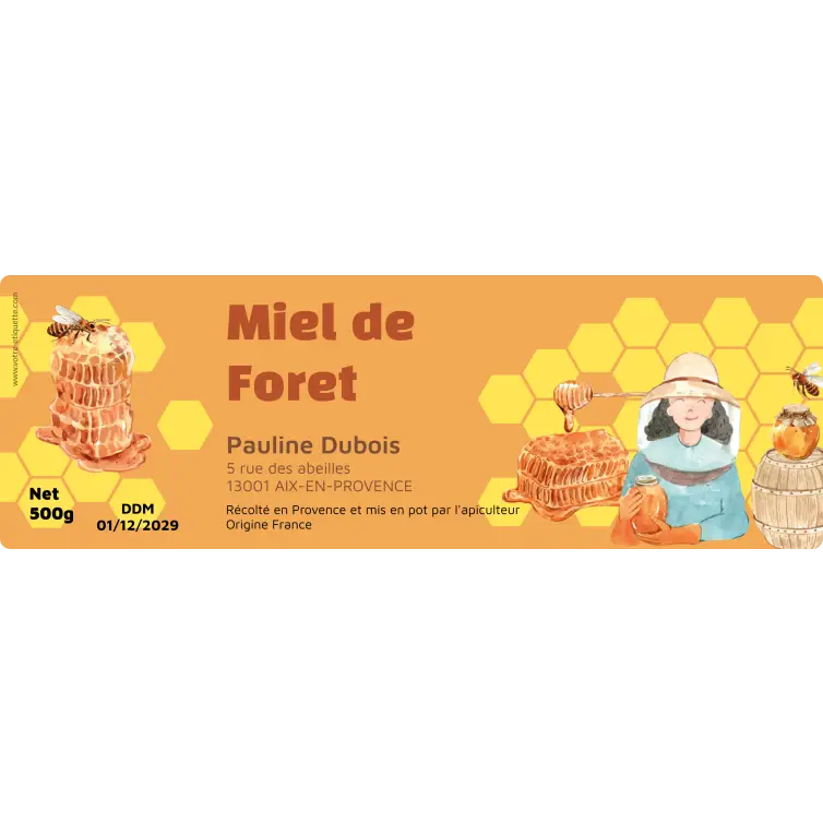 Custom label for forest honey jars Premium label
