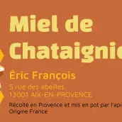 Étiquette personnalisée pour pots de miel de châtaignier Design apicole premium