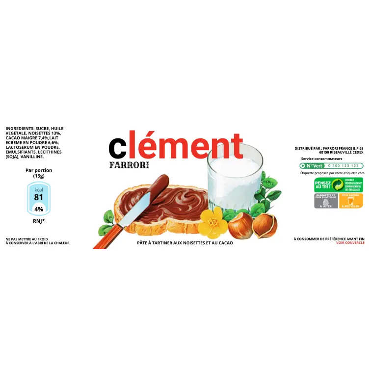 Custom label for chocolate spread jar (Nutella-style) Modern design