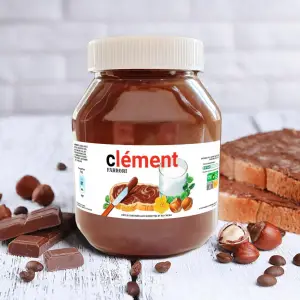 gepersonaliseerd etiket voor pot chocopasta van het nutella-type, modern design
