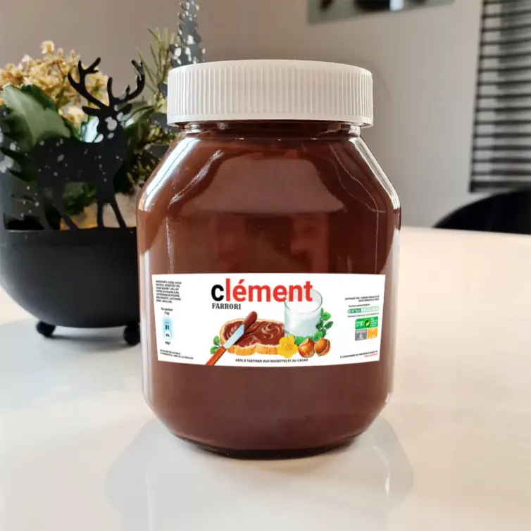 Étiquette personnalisée pour pot de Nutella 200 g Design moderne et gourmand