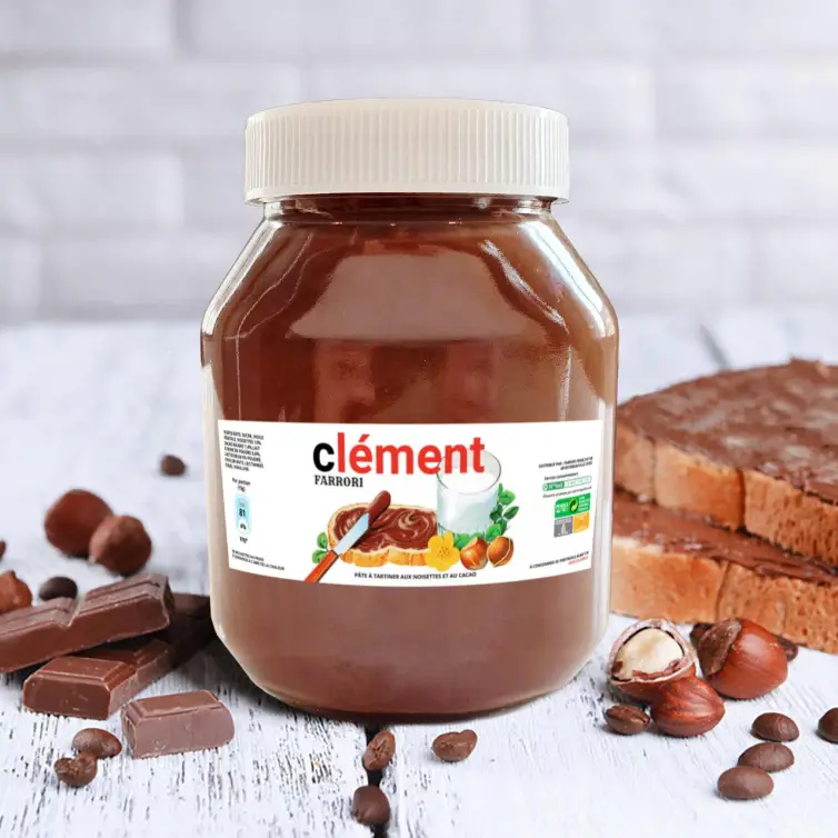Étiquette personnalisée pour pot de Nutella 200 g Design moderne et gourmand