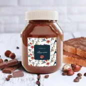 Étiquette personnalisée pour baptême, motif colibris et fleurs format carré premium