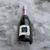 Étiquette personnalisée pour baptême, motif colibris et fleurs format carré premium