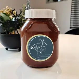 individuelles geburtslabel, storch und sanfte botschaft, rund