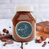 Custom birth label, stork and gentle message, round